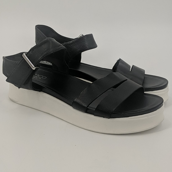Franco Sarto Shoes - FRANCO SARTO Essie Black Leather Sandals
